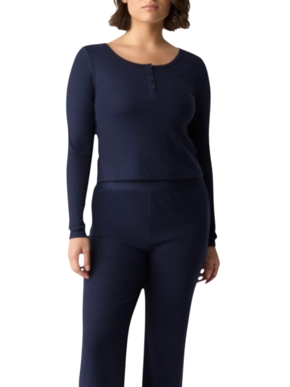 Gap GapBody Women's Long-Sleeve Rib Pajama Top Navy, Size M - NWT
